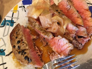 Eat by Color Seared Tuna with Pickled Ginger and Soy Sauce